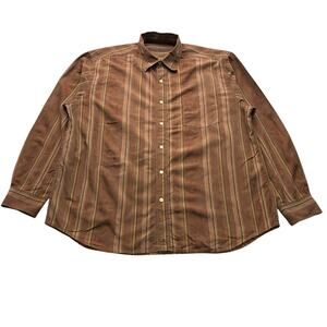 Tommy Bahama Button Up Long Sleeve Dress Striped Shirt Mens Large Tencel Cotton